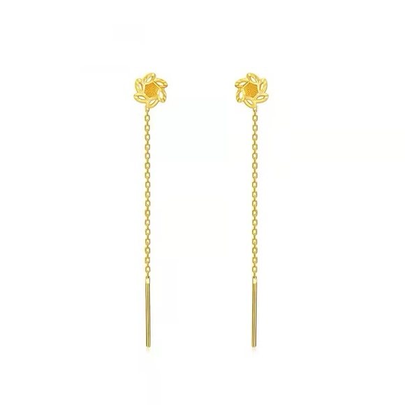 24K Gold Color Gold Plated Clover Ear Wire Earring for Women - Picture 4 of 5